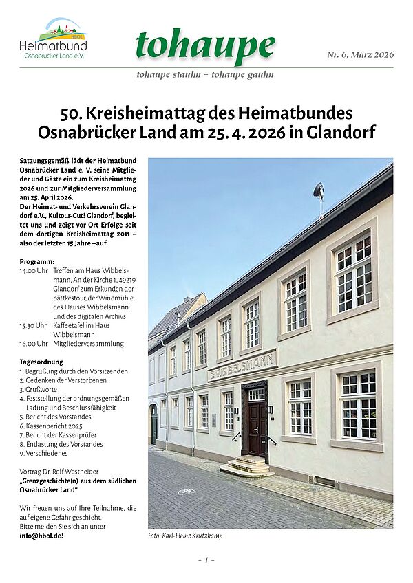 Einladung zum Kreisheimattag am 25. April